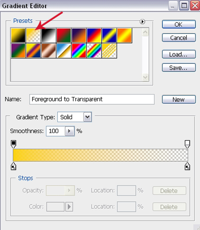Gradient Fill Settings - Foreground to Transparent